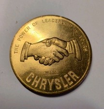 Rare 1953-56 Chrysler Brass Token With Slogan The Power Of Leadership Is Yours