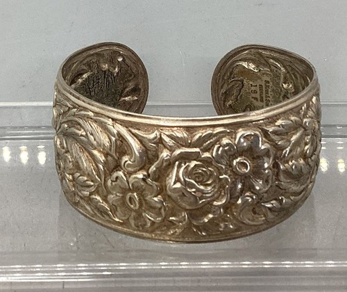 Vintage Rose Repousse S. Kirk & Son breites Sterlingsilber Armreif Armband 19F