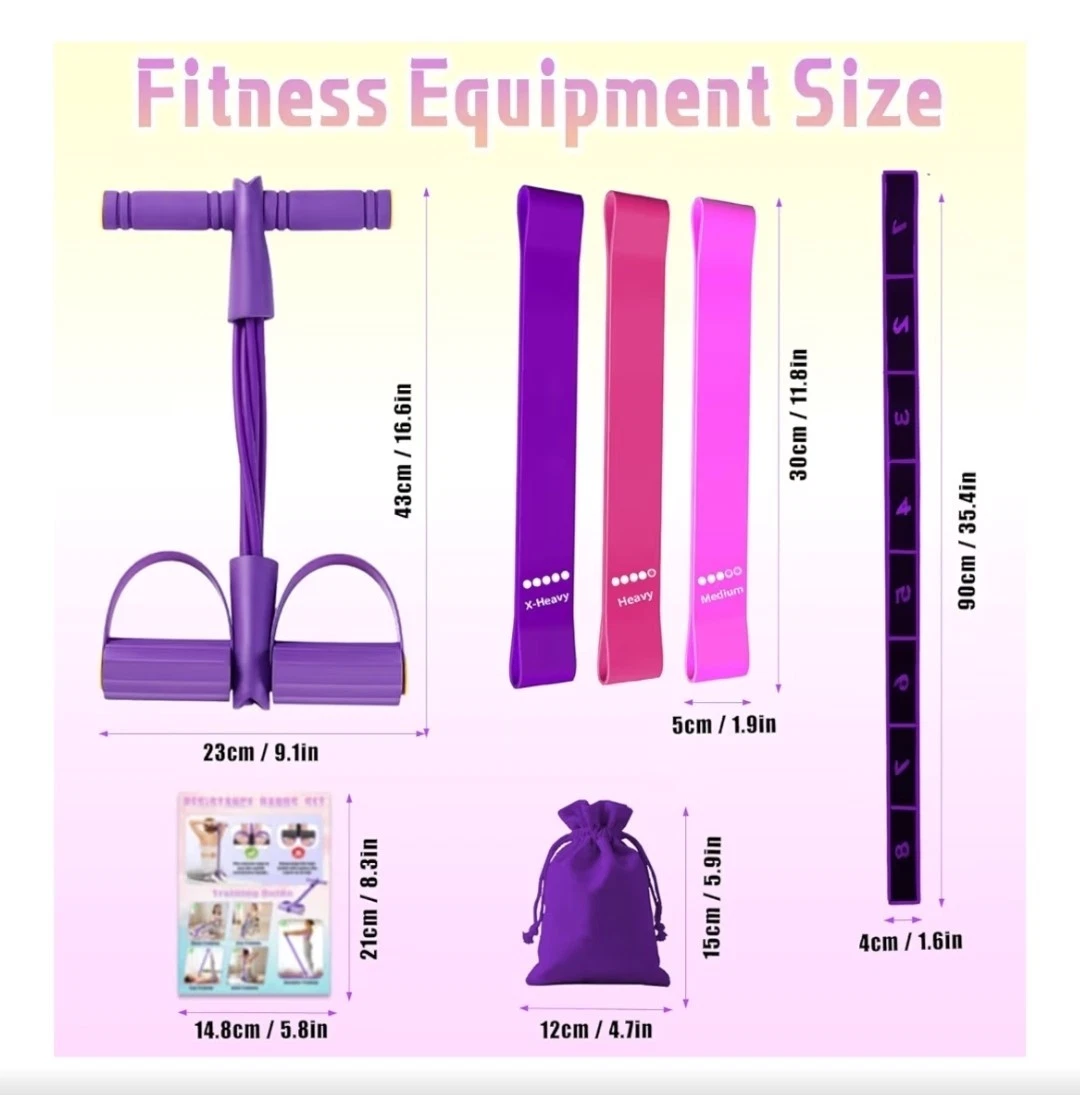 5 Pcs Resistance Bands Set Foot Pedal Resistance Band w/ Handles Fitness Workout