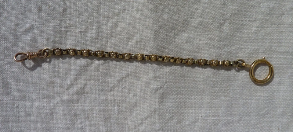 ANCIENNE CHAINE DE MONTRE CHATELAINE maillons articulés Argent doré fin XIX - Photo 2/4