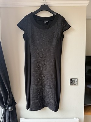 Frank Lyman Design Kleid schwarz strukturiert UK 16 Kurzarm elegant Dress 