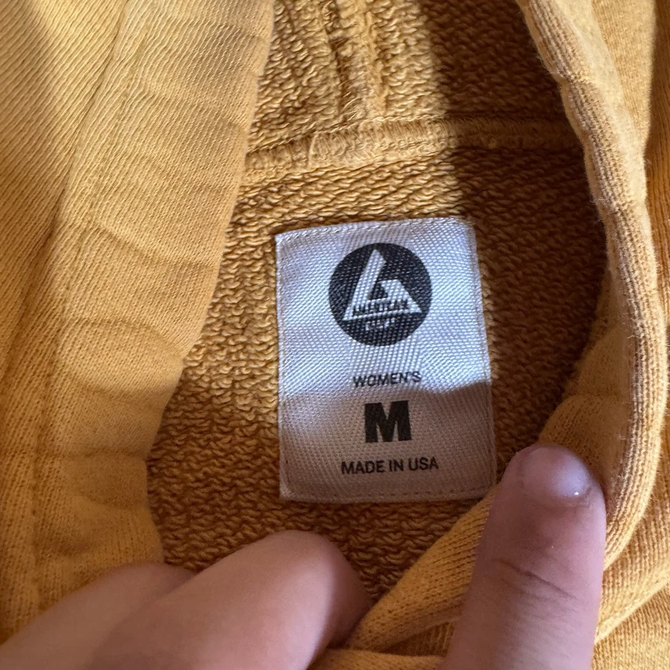 Sudadera con Capucha American Giant Para Mujer Mediana Amarilla Pullover Exterior Polar Hecha en EE. UU. Foto 3 de 4