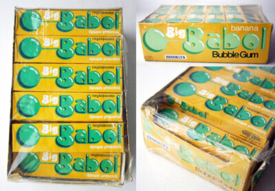 VINTAGE 80'S SEALED BOX 23X BIG BABOL BANANA CHEWING GUM BROOKLYN NEW OLD STOCK