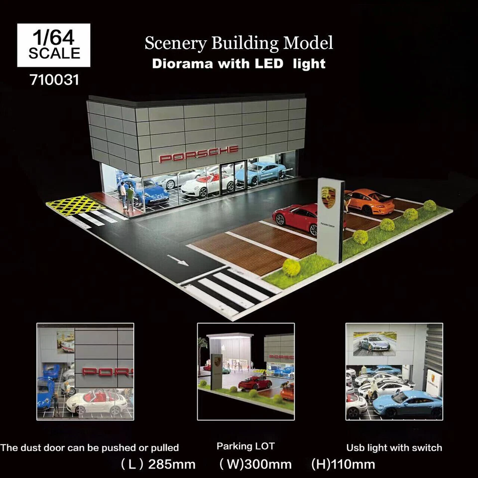 1/64 Diorama Diecast Garage Model LED Lighting Parking Lot Display Case Model US - Image 2 of 4