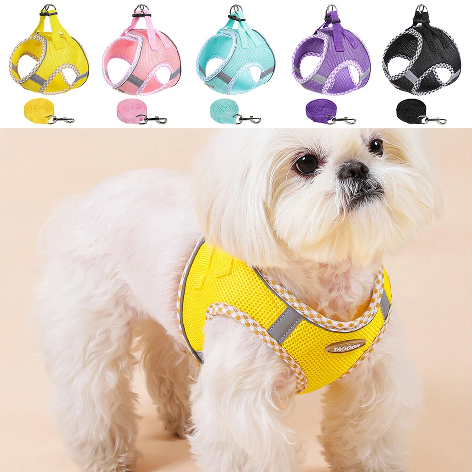 Reflective Dog Pet Puppy Mesh Harness Vest Collar Breathable Soft Strap Leash @ - Image 4 of 4
