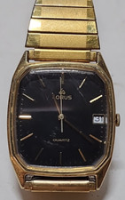 Lorus Mens Gold Toned Quartz Date Wrist Watch Hong Kong Y106-5010