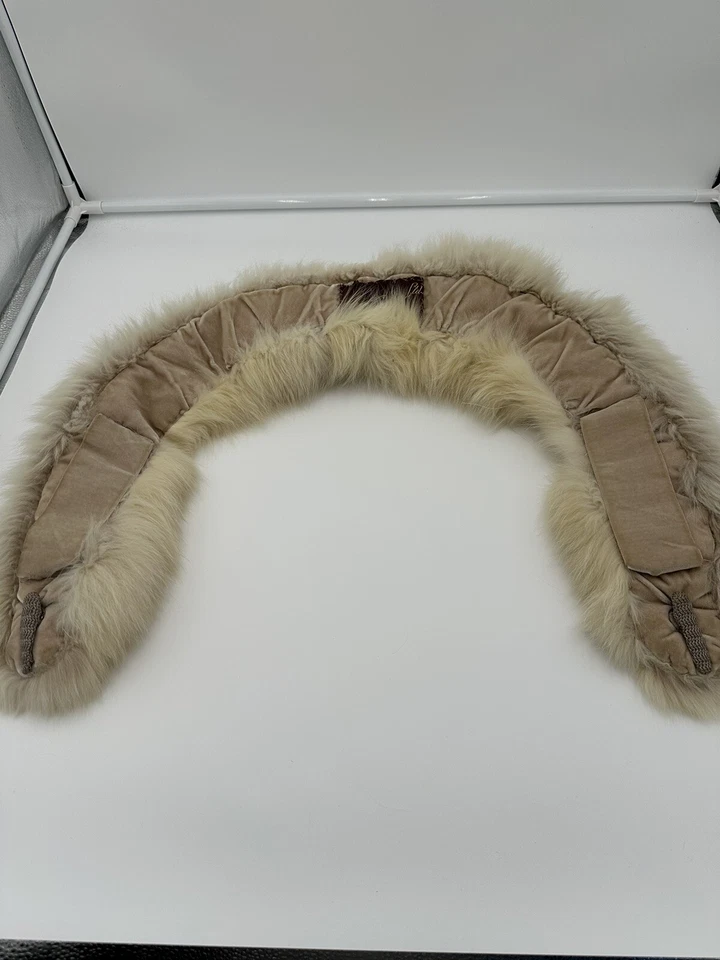 Estola nupcial de zorro vintage, antigua blanco roto, forro satinado, piel de zorro real Foto 3 de 4