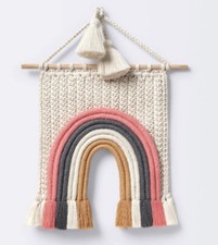 NEW Cloud Island Woven Boho Rainbow Macrame Tapestry Wall Hanging Nursery Decor