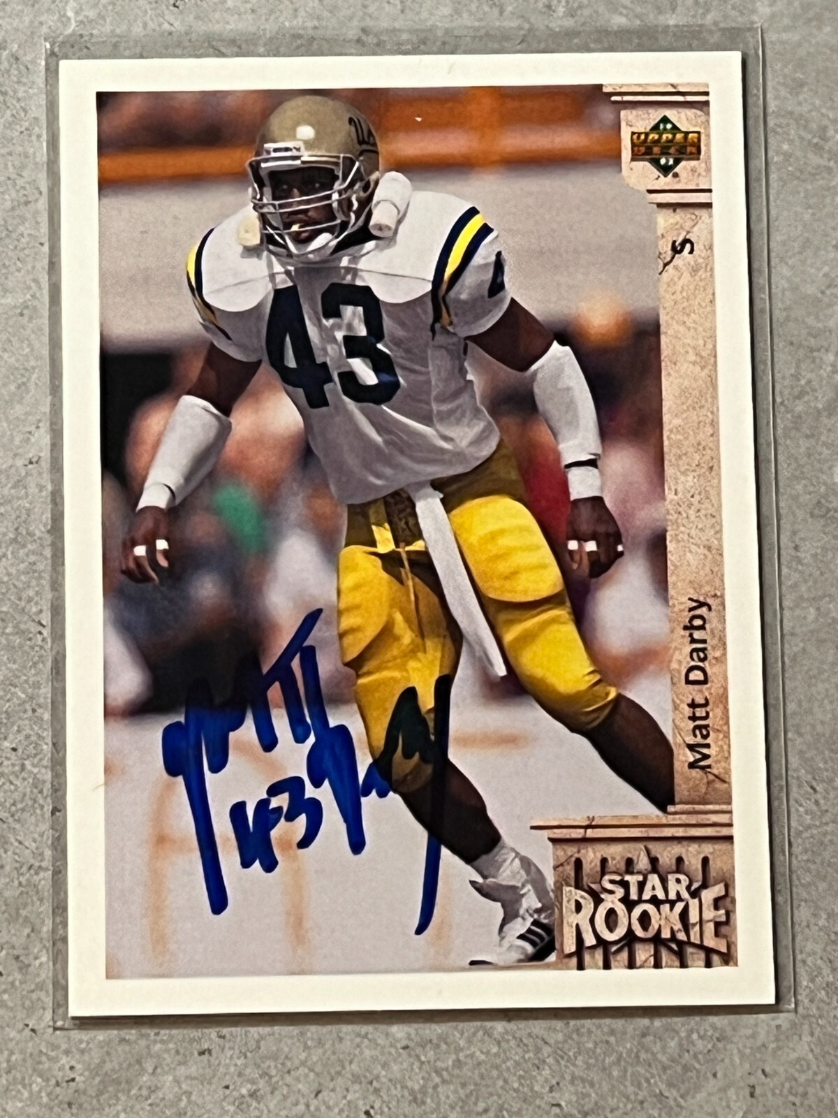 1992 Upper Deck Matt Darby Rookie RC On-Card Auto #9 UCLA Bruins Buffalo Bills