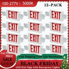 12PC Exit Signs for Business with Battery Backup, Emergency LED Exit Light Combo