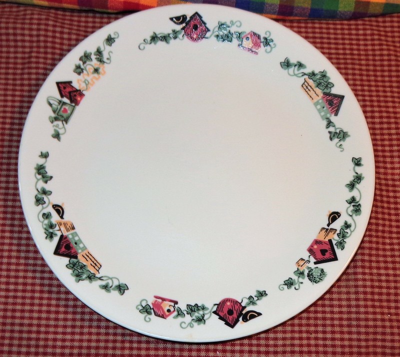 1 HTF Corelle (Corning) Dinner Plate GARDEN HOME BIRDHOUSES BIRD HOUSES  10-1/4"