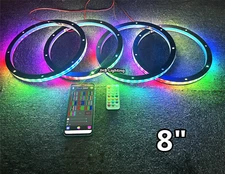 4x 8" Dream CHASING Flowing LED APP Remote Car Audio Speaker Rings Lights Set