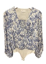 Revolve Lovers And Friends Vision Floral Bodysuit Long Sleeve Faux Wrap Thong S