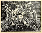 TAYLOR-BURROUGHS Margaret "Jackstones". Linogravure, signée. AMERICA.