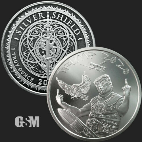 【新品】Dice Trump/ silver mirror-drop LENS Trump 1 OZ .999 Silver Round Silver Shield Coin WMD's