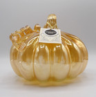 ACORN & OAK IRRIDESCENT PALE ORANGE GLASS PUMPKIN SCULPTURE HARVEST FALL NEW
