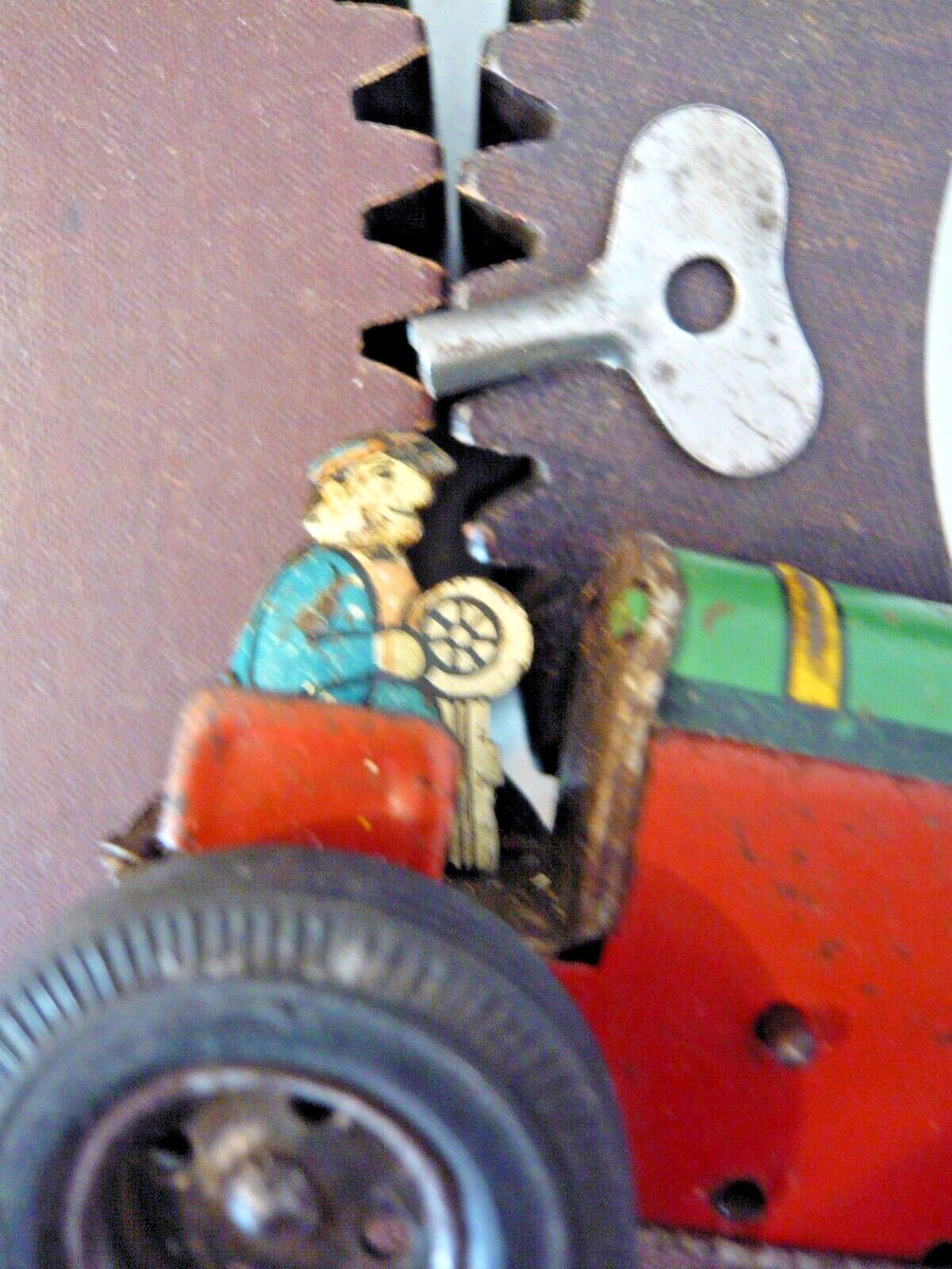 JOUET MÉCANIQUE ANCIEN tôle Peinte Tracteur Agricole , 🚜 Années 1960