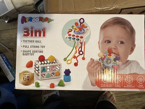 3 in 1 Montessori Toys for Baby 0-3-6-9-12 Months, Pull String Baby Teething ... - Picture 3 of 3