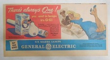 General Electric Ad: G-E Mazda Lamps, Light Bulbs  Size: 7.5 x 15 in. 1940s