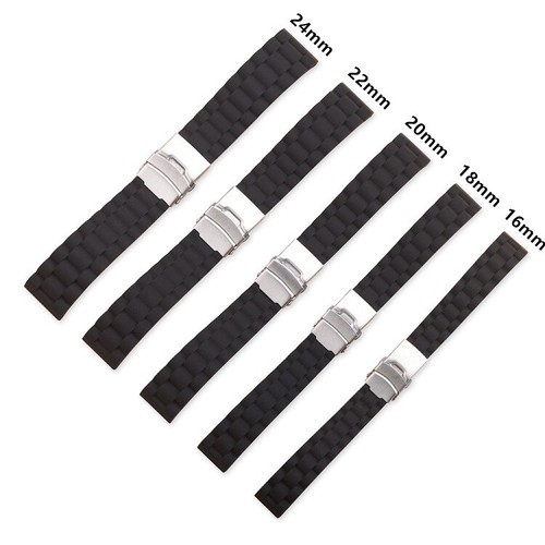 14 16 18 20 22 24mm Silicone Smart Bracelet Watch Strap Band Butterfly Clasp NEW - Picture 7 of 13
