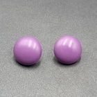 Vintage Pierced Earrings Purple Domed Studs Estate Costume Jewelry 1"