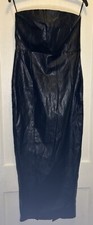 Forever 21 Large Black Faux Leather Exposed Zipper Slit Tube Midi Dress NWT
