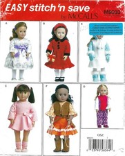 McCall's EASY Stitch Save M9033 Coat, Dress, Leotard Clothes for 18" Dolls