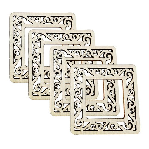 100Pcs Unfinished Wood Frame Pieces Blank Plaque for DIY Photo Frame