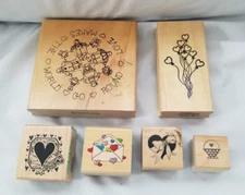 Variety of Brands Incl Hero Arts Love, Valentine Wooden Mounted Rubber Stamp Set