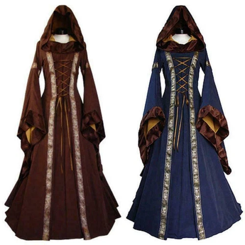 Retro Women's Hooded Victorian Renaissance Gothic Dress Medieval Dress Costume - Bild 5 von 9