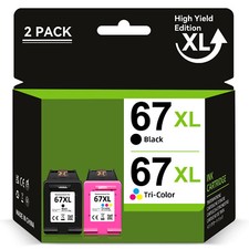 67XL Ink Cartridges for HP 67 Ink Deskjet 2755 4155 2700e Envy 6010 6055 6020e