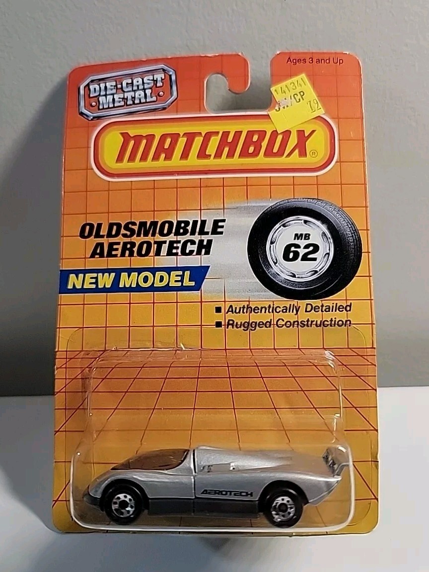 Vintage Matchbox Oldsmobile Aerotech MB62 MOC Silver 1989 Release New Sealed