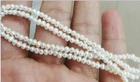 15.1"3mm south sea genuine white near round unfinished pearl necklace DIY 3AAA