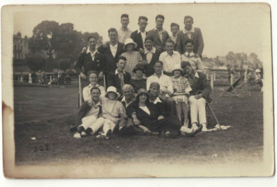 Vintage Real Photo Postcard Group Seventeen Men Five Women 1920s Social History