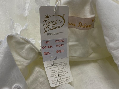 Princes Daliana Kids Girl's White Tulle 3D Floral Round Neck Dress Size 4 - Picture 3 of 3