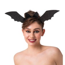 Black Vampire Bat Glitter Headband Adult Halloween Fancy Dress Costume Accessory