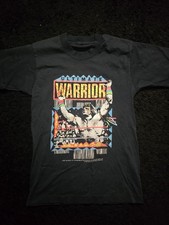 WWF Ultimate Warrior Black T-Shirt 1990 Vintage Titan Sports Size 18-20
