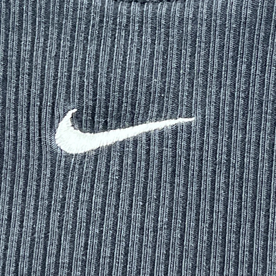 VTG Nike Tank Top Womens Large Black Mini Center Swoosh Ribbed Crop Gorpcore Y2K - Image 2 of 4