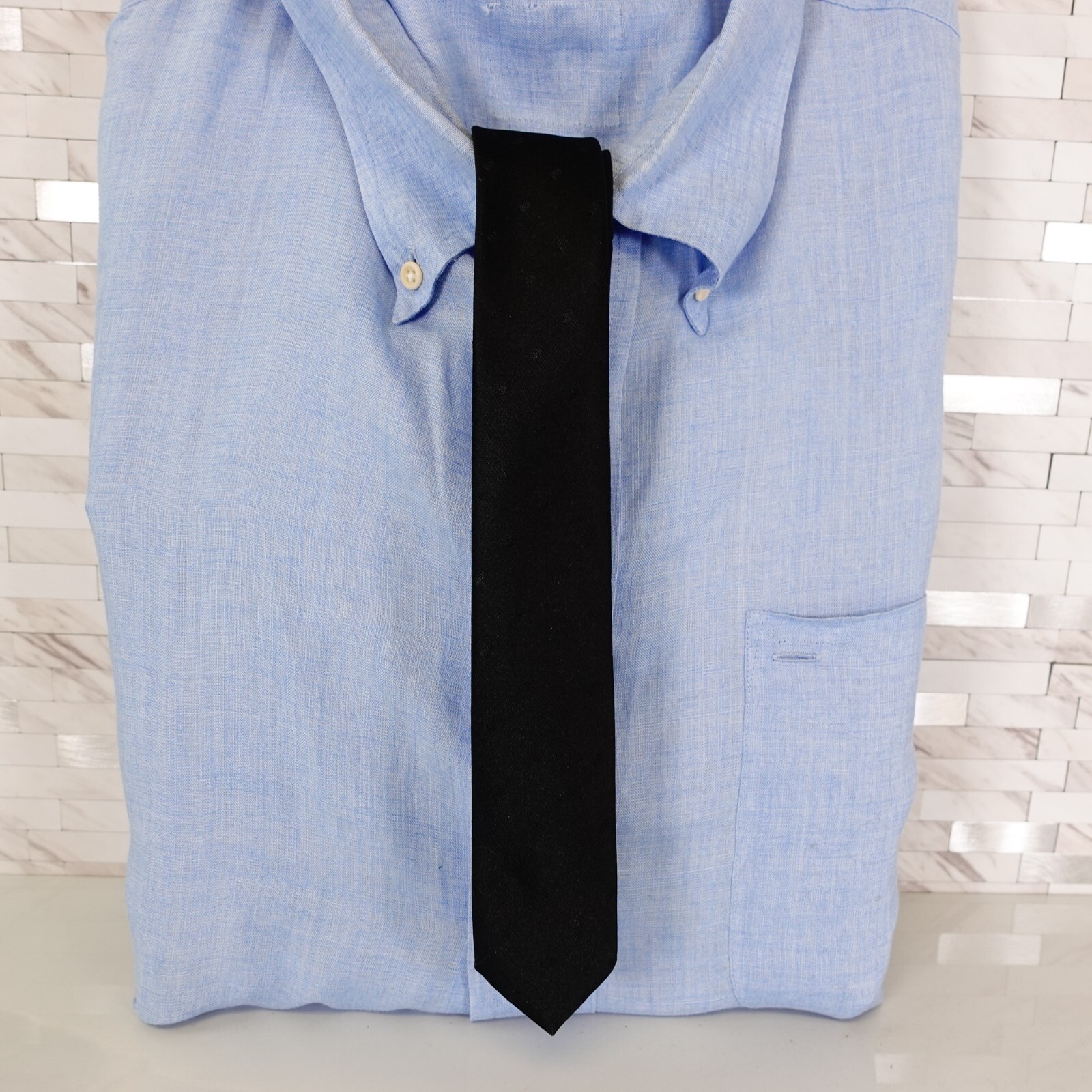 Black Solid Basic Minimal Necktie Tie Wedding Gro… - image 1