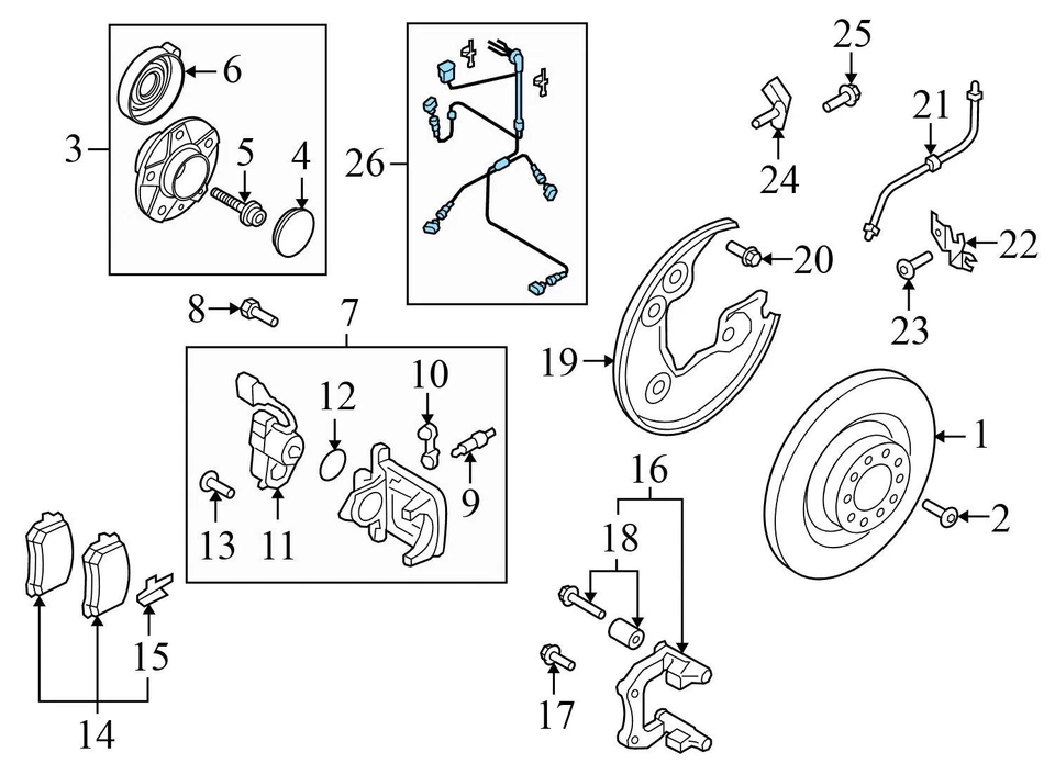 AUDI S4 2013-2016 - Sensor de velocidad trasero izquierdo / Arnés de cableado de freno de estacionamiento Foto 3 de 4
