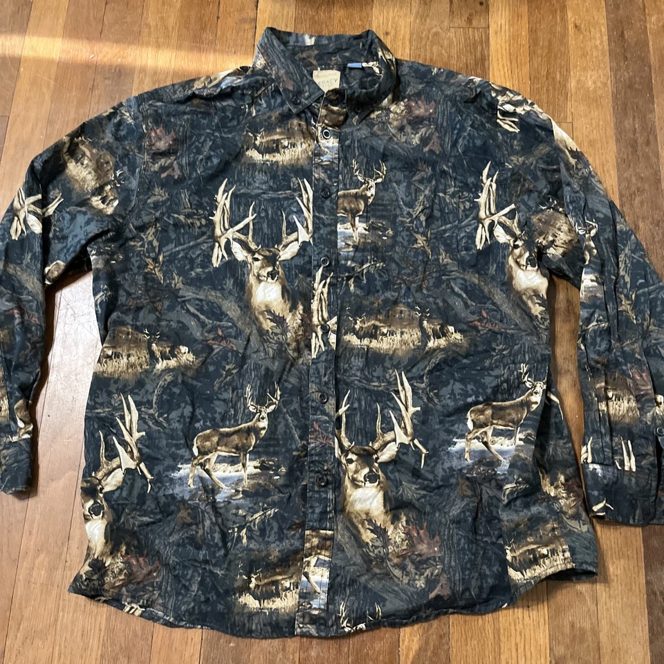 Legacy Falls Outfitters Deer Camo Printed Long Sleeve Button Down Size XL - Image 2 of 4