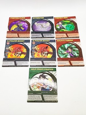 2008 SPIN MASTER BAKUGAN - GAME CARDS X 7 - G POWER BOOST SHUNS THROW ETC.