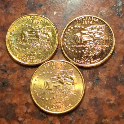 GOLD PLATED 2002-P INDIANA U.S. STATE QUARTER (1 COIN PER SALE) - #B6578