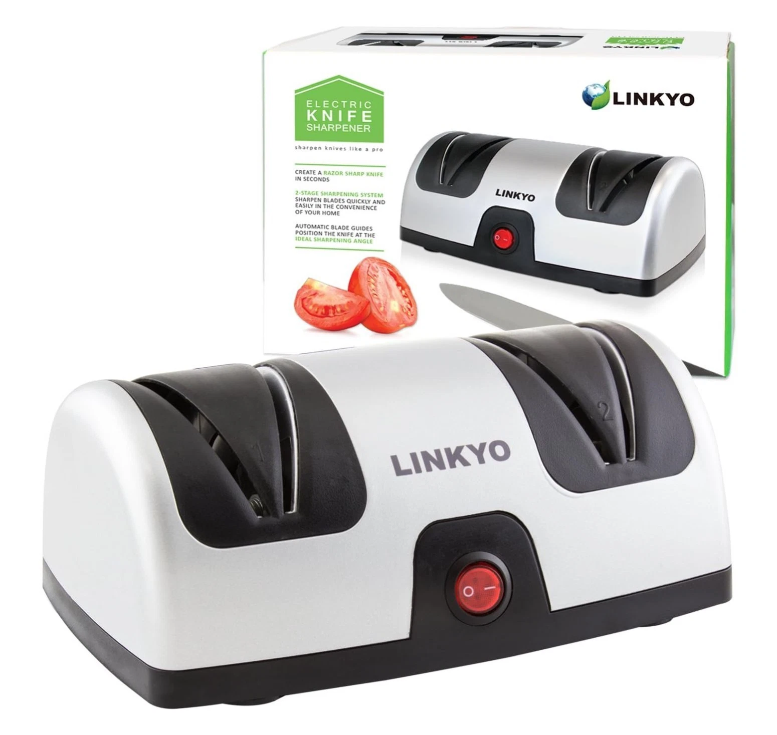Linkyo Electric Knife Sharpener - Professional Kitchen 2 Stage Sharpening