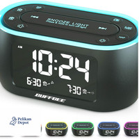 Buffbee Radiowecker Dualalarm FM Radio Nachtlicht 7 Farben Dimmbar 3 We