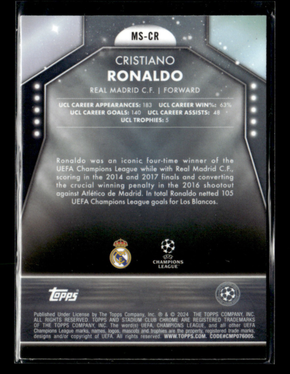 Cristiano Ronaldo 2023-24 Topps Stadium Club Chrome UEFA Main Stage [jm230 view 2