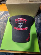 USMC UNITED STATES MARINE CORPS BLACK RED TEXT LOGO HAT CAP US MILITARY MARINES