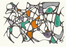 Original ACEO Mixed Media Abstract Neurographic Drawing ATC by K Jackson