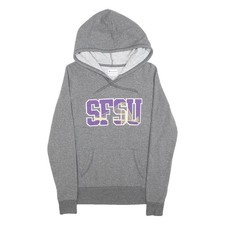 CHAMPION Womens Grey Hooded Pullover S SFSU Graphic Cotton Blend Hoodie