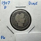 1907-D Barber Dime Well-Worn Detail Denver Mint